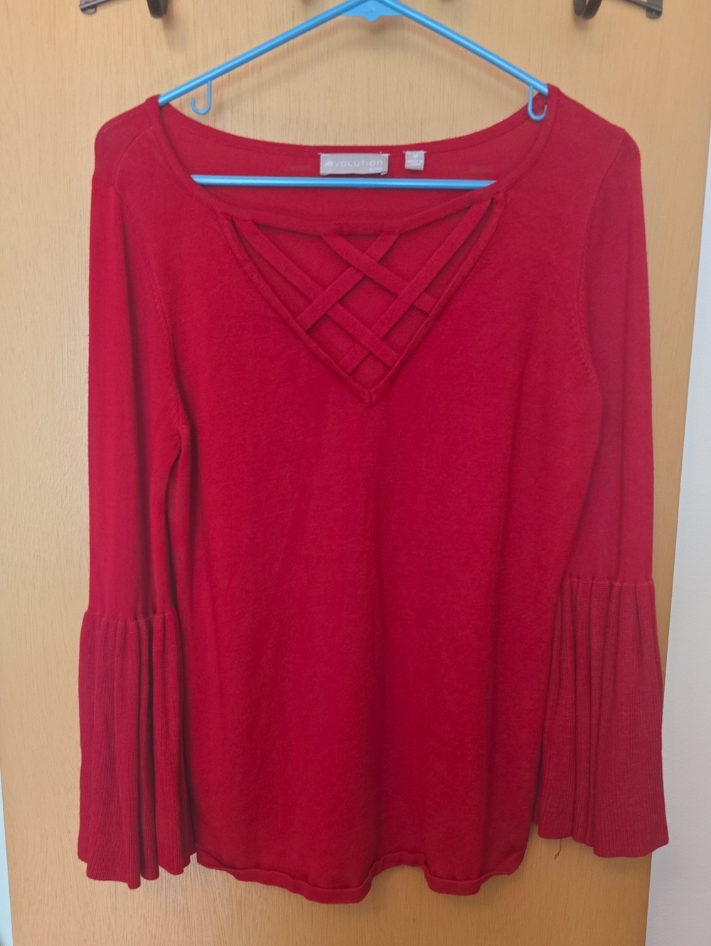 Crisscross V-Neck Red Long-Sleeve Top by Revolution